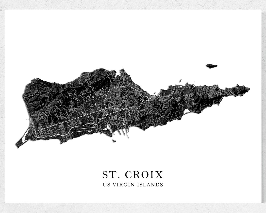 St Croix Map of St Croix USVI Wall Art Print Saint Croix US Etsy