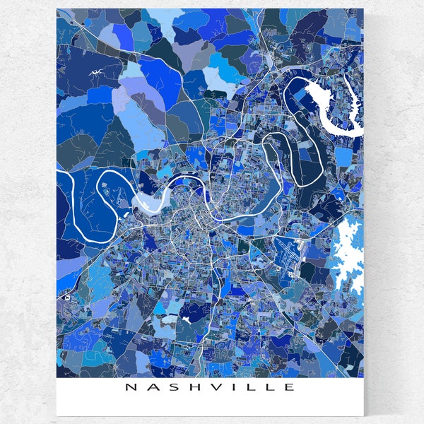 Nashville City Map 24x36 Etsy