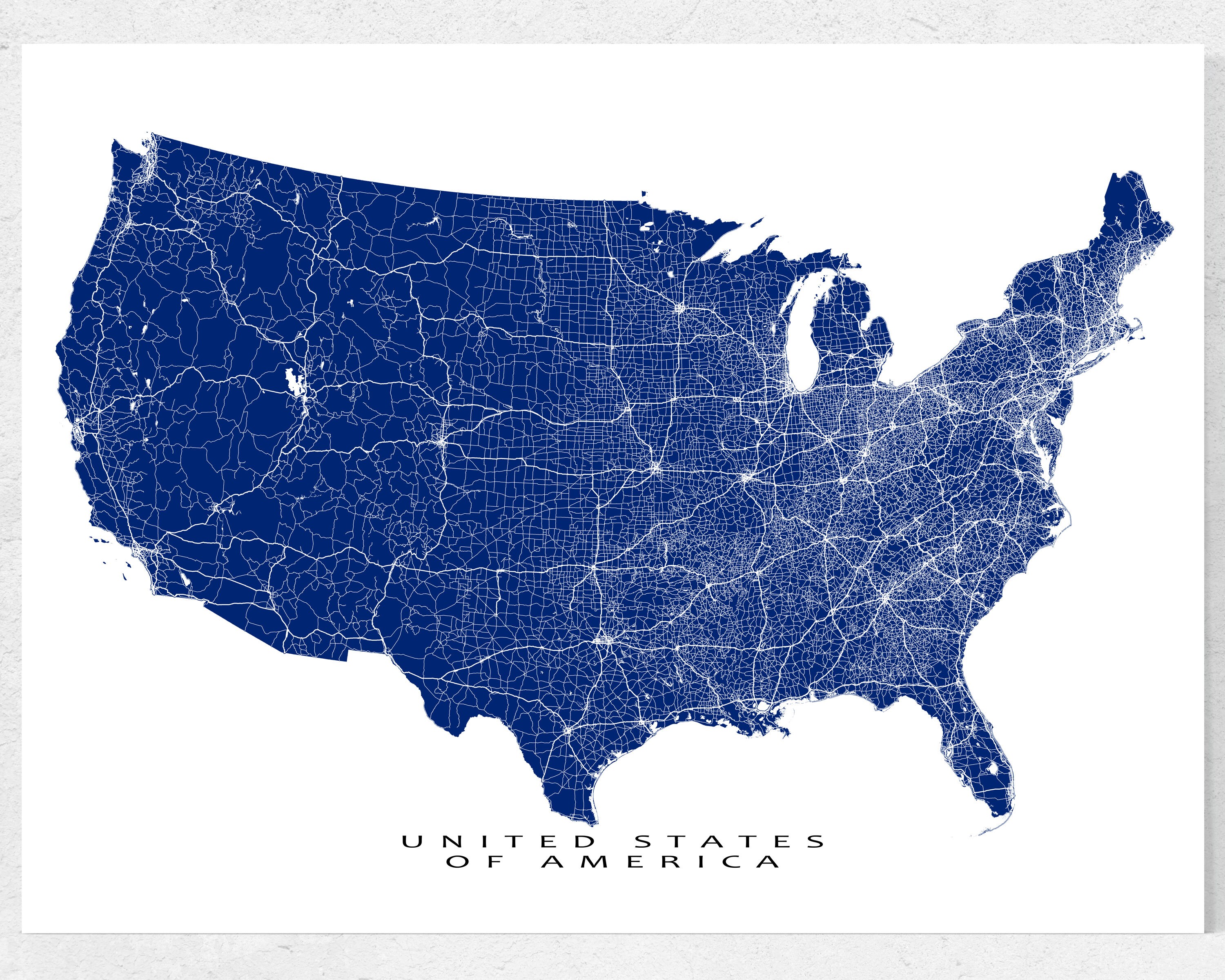 United States Road Map Usa Map Illustration And United States Map Print With Us Roads | Etsy New  Zealand