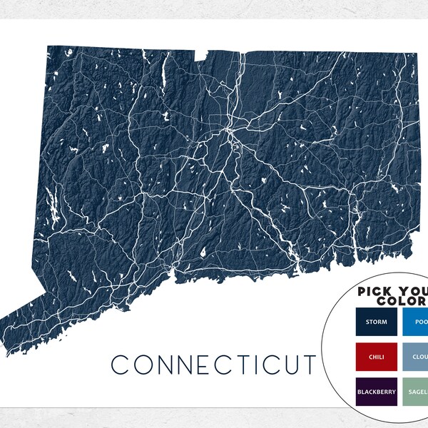 Connecticut Map Elevation Etsy - Il 600x600.4580512261 Lpve