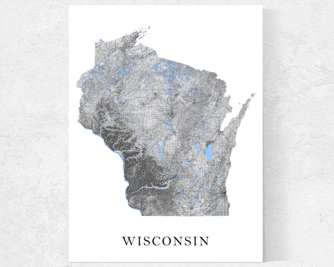 Wisconsin Map Poster Map of Wisconsin Wall Art Prints Black - Etsy