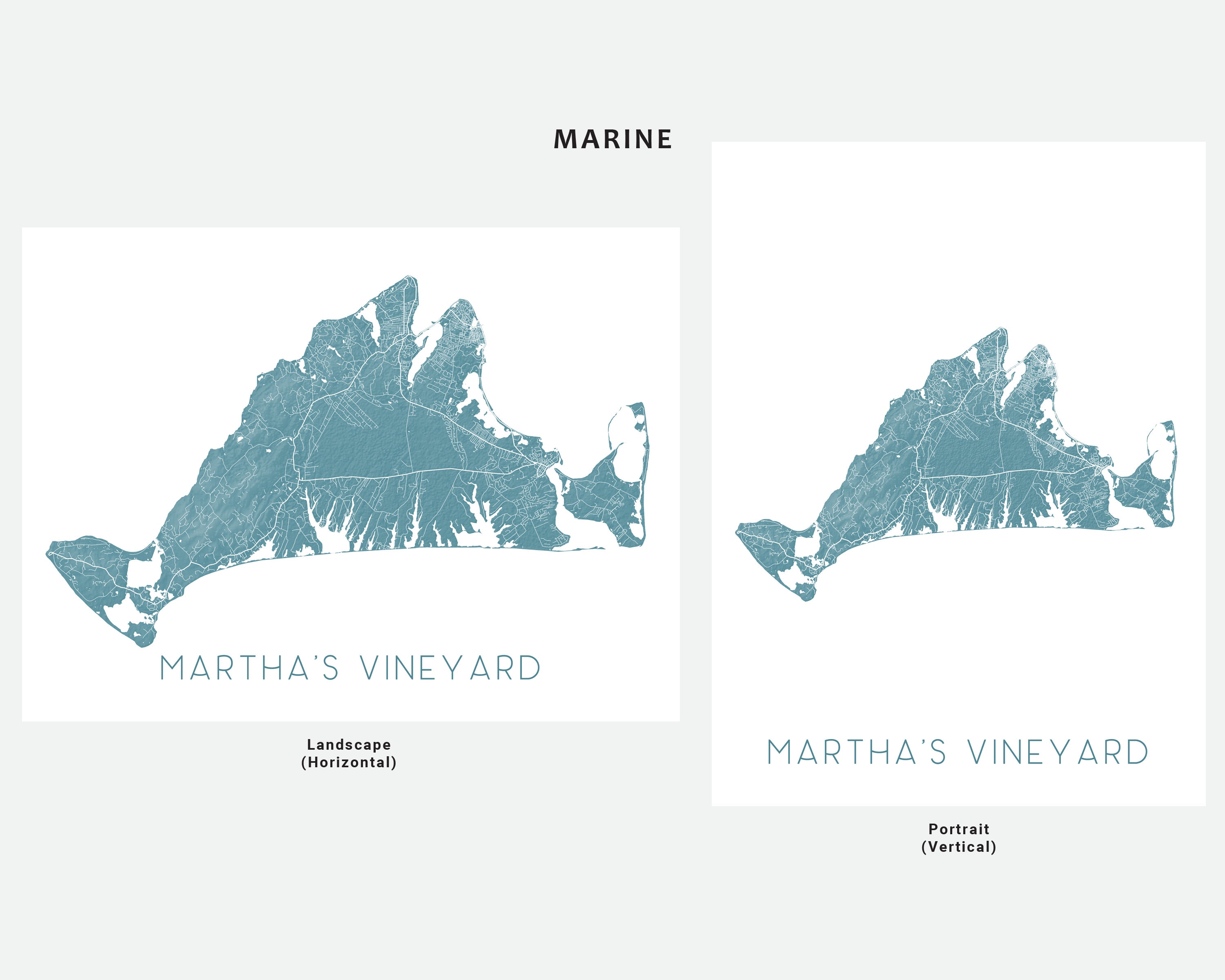 Martha's Vineyard Map Print and Marthas Vineyard Art | Etsy