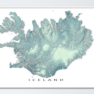 Impressions d'art mural carte de l'Islande, Reykjavik, impression de carte de voyage, décoration islandaise, affiche souvenir