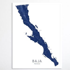 Baja California Map of Baja Map Print, Topographic Baja Mexico Art Prints, Baja Peninsula Map Poster, Cabo San Lucas