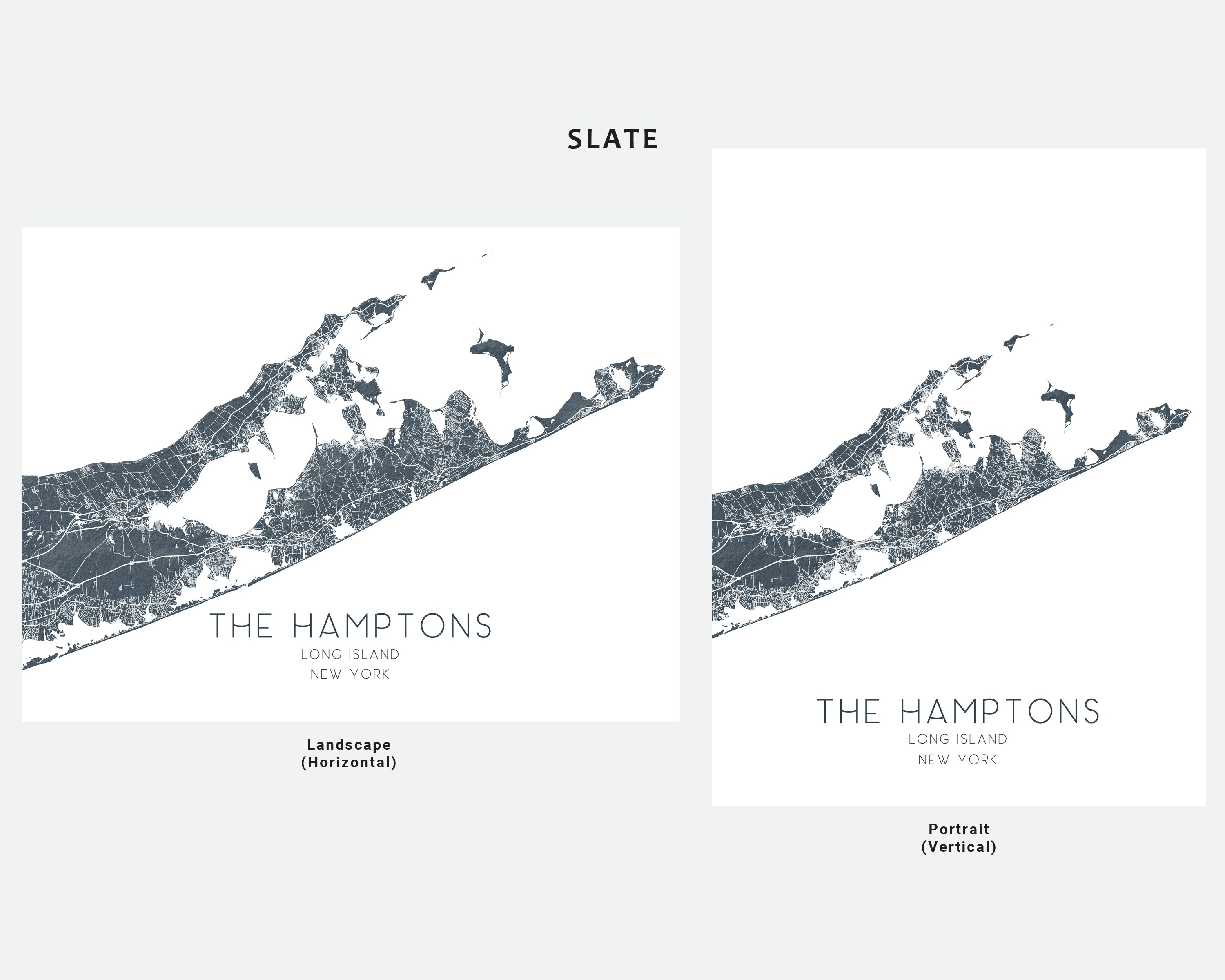 The Hamptons Map of Hamptons Long Island New York Print, Topographic ...