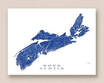 Nova Scotia Map Print, Canada Wall Art Poster