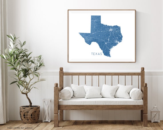 Texas Print And Wall Art Map With Tx State Roads Australia - State Of Texas Home Decor Texas Print And Wall Art Map With Tx State Roads Australia - State Of Texas Home Decor