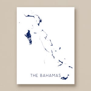 Bahamas Map Print Poster, Colourful Map of The Bahamas Islands Wall Art Maps, Abaco Eleuthera Bimini Andros Exuma Nassau Grand Bahama