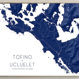 Tofino Karte von Tofino Print, Tofino Kunstdrucke, Vancouver Island Karte, Topographische Tofino BC Kanada Karten, Ucluelet