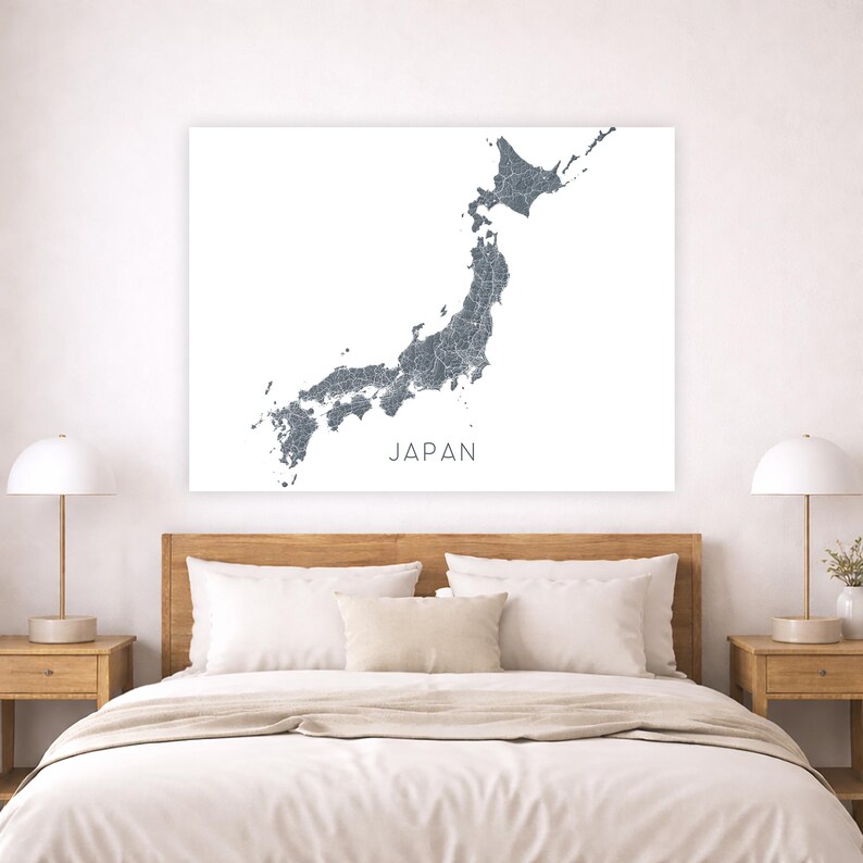 Japan Map Print, Japanese Landscape Wall Art Poster - Etsy