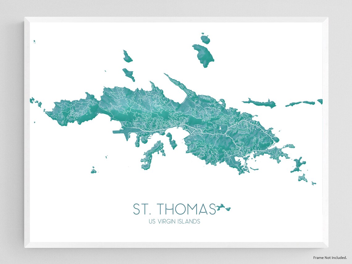 St Thomas Map of St Thomas USVI Art Prints Island of Saint Etsy
