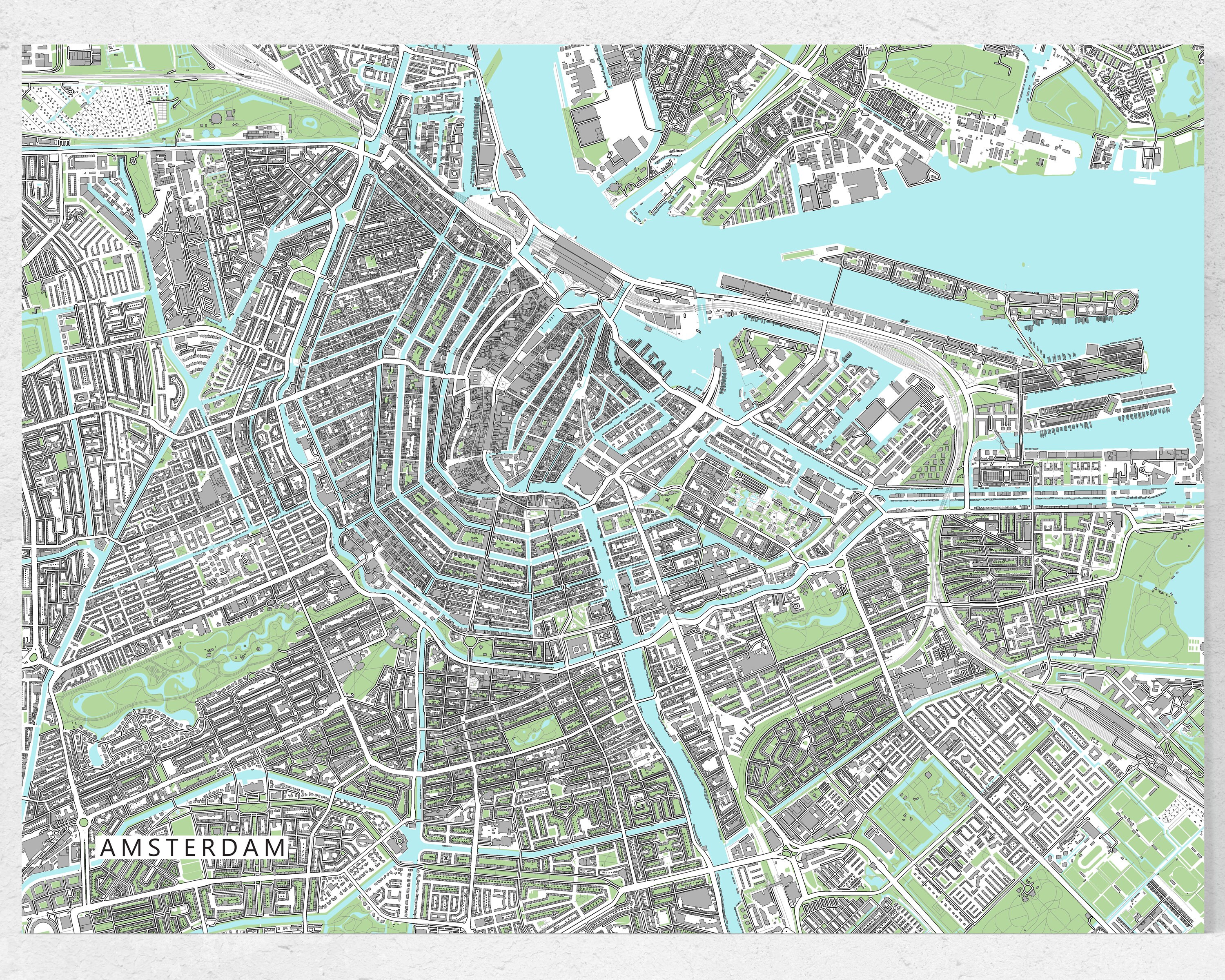 Map Of Amsterdam Netherlands Amsterdam Map Print And Amsterdam Poster Amsterdam Print | Etsy Norway