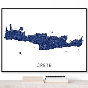 Crete Griechenland Karte von Crete Wand Kunst Druck Poster, Topographische Landschaft griechische Insel Karten, Chania Heraklion Rethymno Knossos