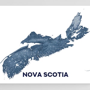 Affiche imprimée de la Nouvelle-Écosse, carte topographique de la province de la Nouvelle-Écosse au Canada, art mural, paysages, cartes routières