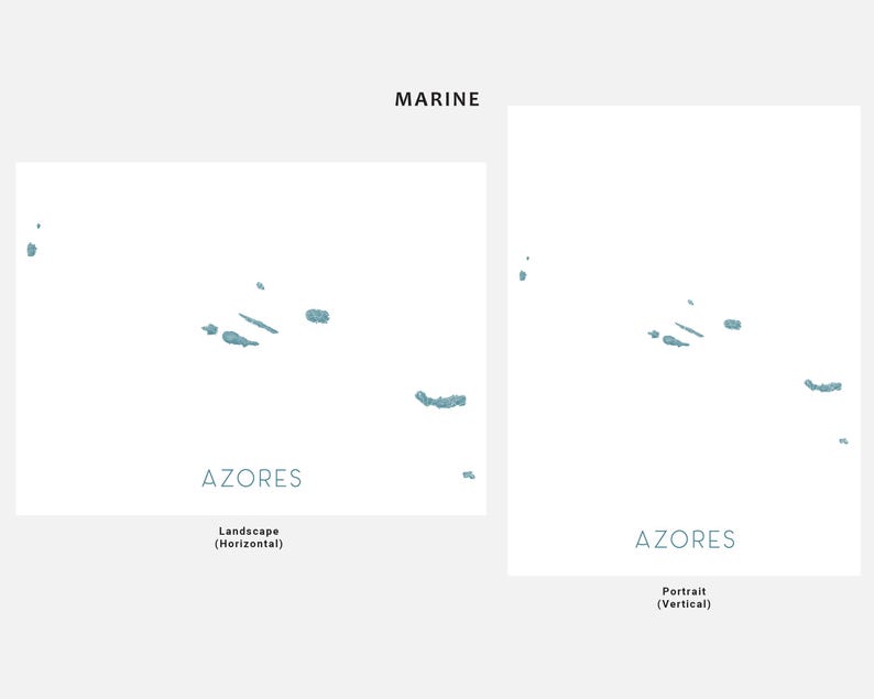 Azores Map - Topographic Map of the Azores Islands, Landscape Wall Art ...