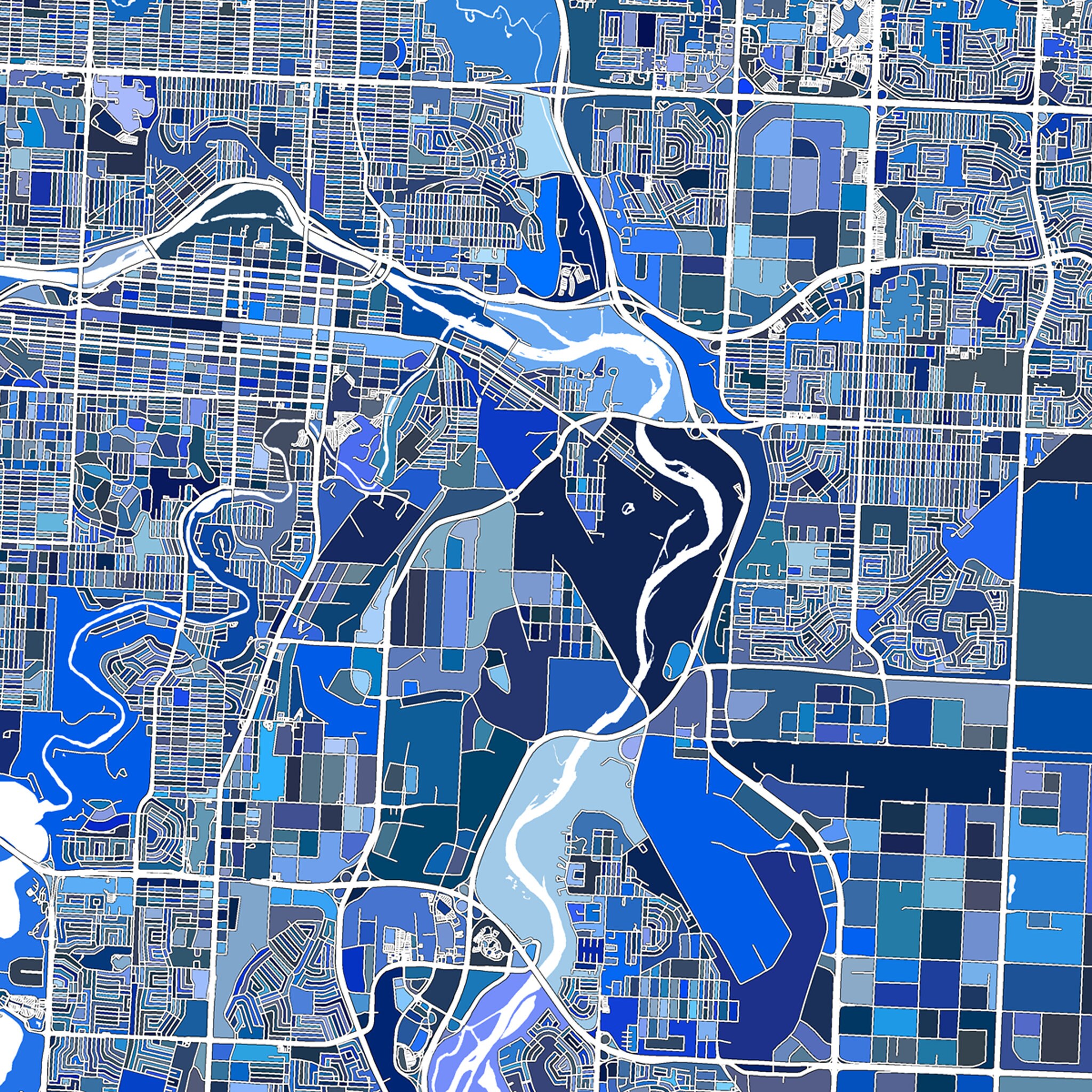 Calgary Map Print Calgary Canada Alberta Blue Map Art Prints Etsy