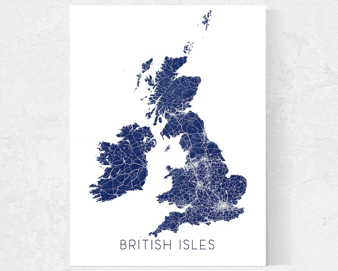 British Isles Map of Britain Islands Wall Art Print Poster 3D - Etsy