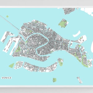 Venice Map Print and Map of Venice Italy Print for Venice Wall Art ...