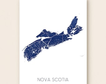 Nova Scotia Map of Nova Scotia Print, Nova Scotia Art Prints, Topographic Nova Scotia Canada Maps for Wall Decor, Maritimes, Province