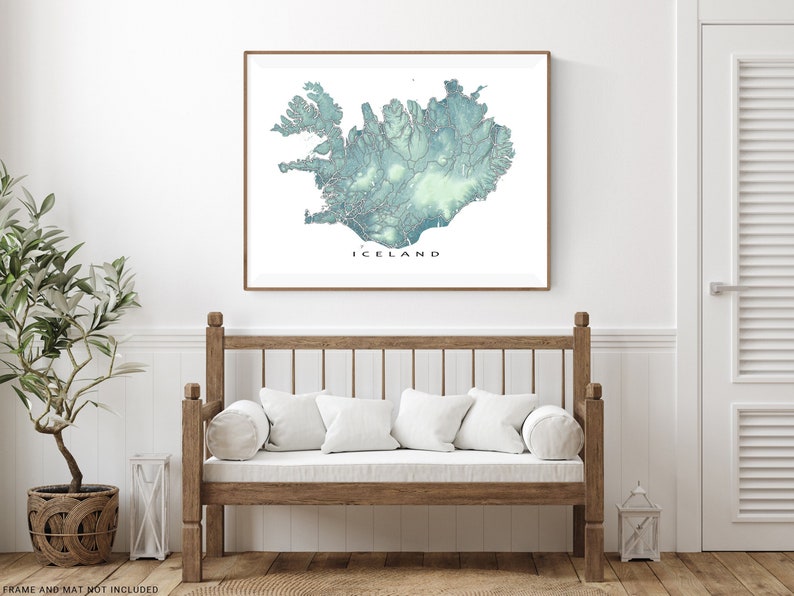 Iceland Map Wall Art Prints, Reykjavik, Travel Map Print, Icelandic Decor, Souvenir Poster image 1