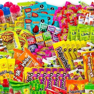 Assortiment de 50 bonbons mexicains | Dulces Mexicanos | Bonbons piquants | Bonbons mélangés | Dulces | Dulces Enchilados | Bonbons épicés | Bonbons mexicains