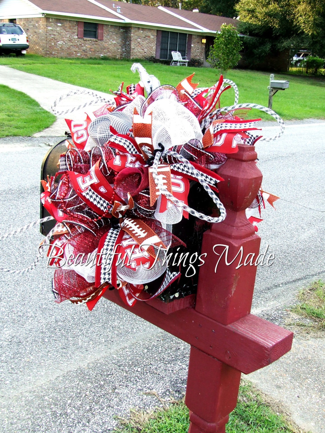 Alabama Mailbox Swag Crimson Tide Bama Deco Mesh Football Etsy