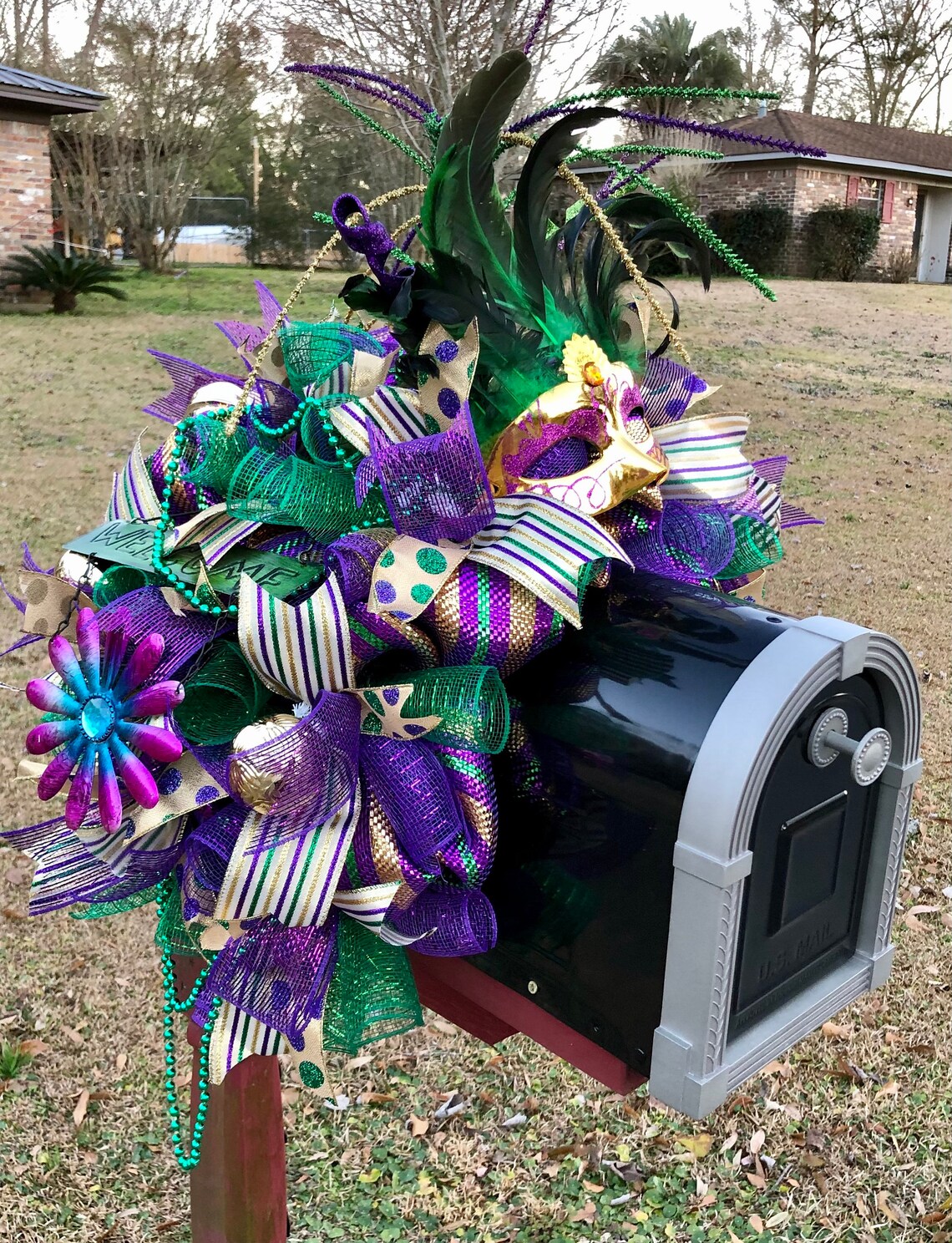 Mardi Gras Mailbox Topper mailbox decoration swag Etsy Polska