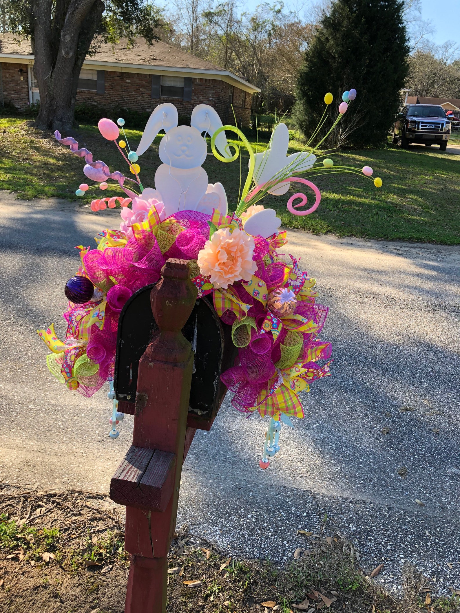 Large Easter Mailbox Topper Easter Mailbox Swag Easter Deco Etsy
