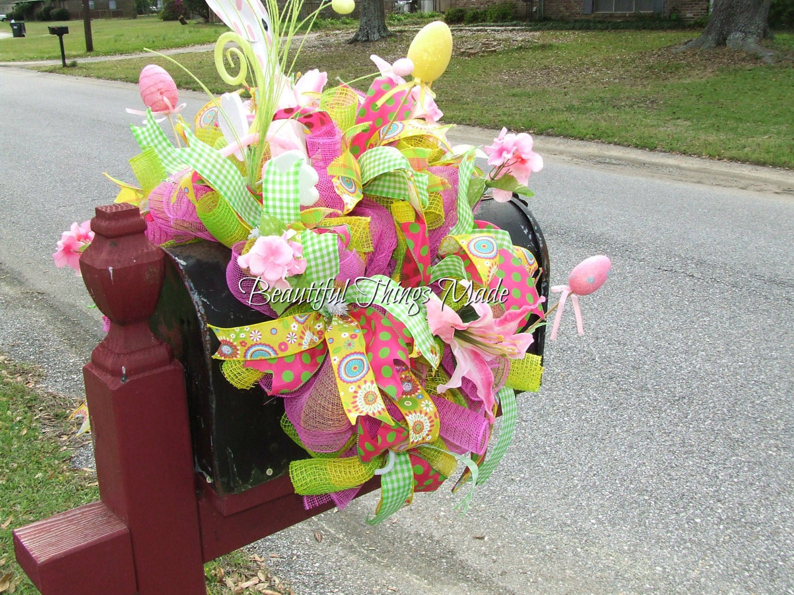 Large Easter mailbox topper Easter mailbox swag Easter Etsy
