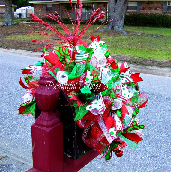 Christmas Mailbox Swag Mailbox Swag Mailbox Topper Home Etsy