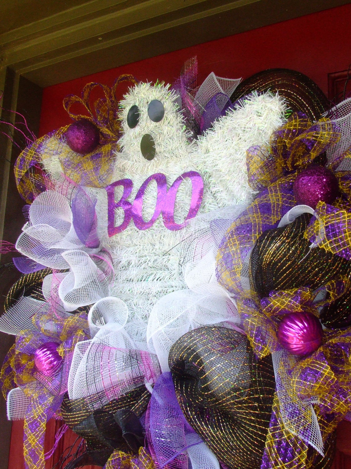 Halloween Wreath Door Hanger Front Door Wreath Ghost Etsy