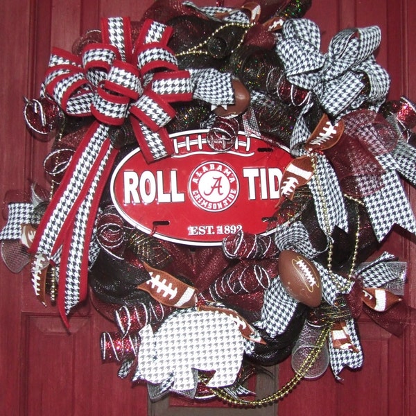 Wreath, alabama football wreath, Alabama Wreath, Alabama Football, University of Alabama, Roll Tide Wreath, Alabama "Bear Hat" Wreath