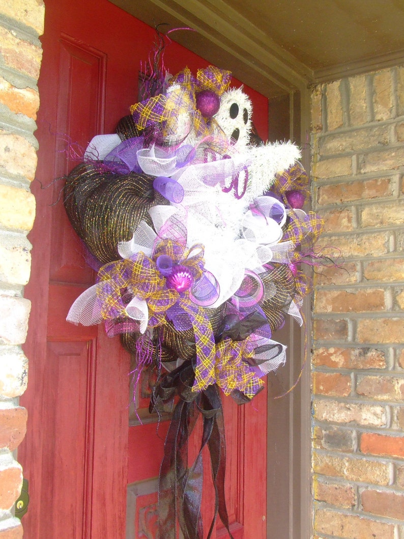 Halloween Wreath Door Hanger Front Door Wreath Ghost Etsy