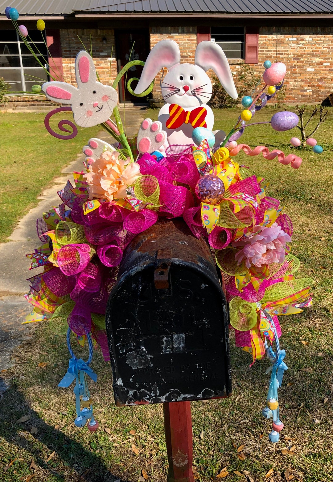 Large Easter Mailbox Topper Easter Mailbox Swag Easter Deco Etsy