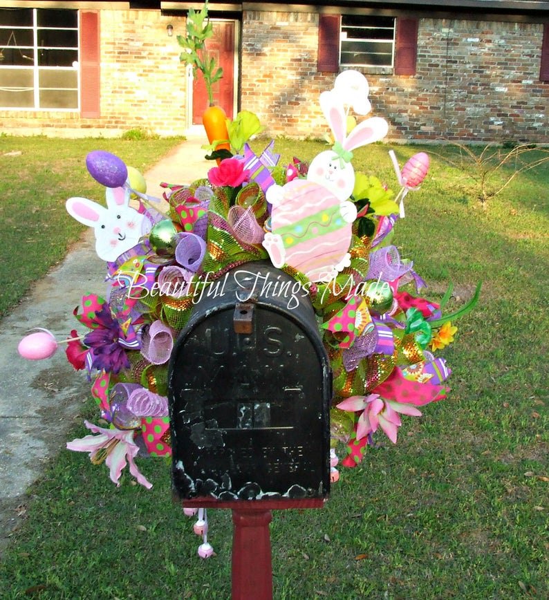 Large Easter Mailbox Topper Easter Mailbox Swag Easter Etsy