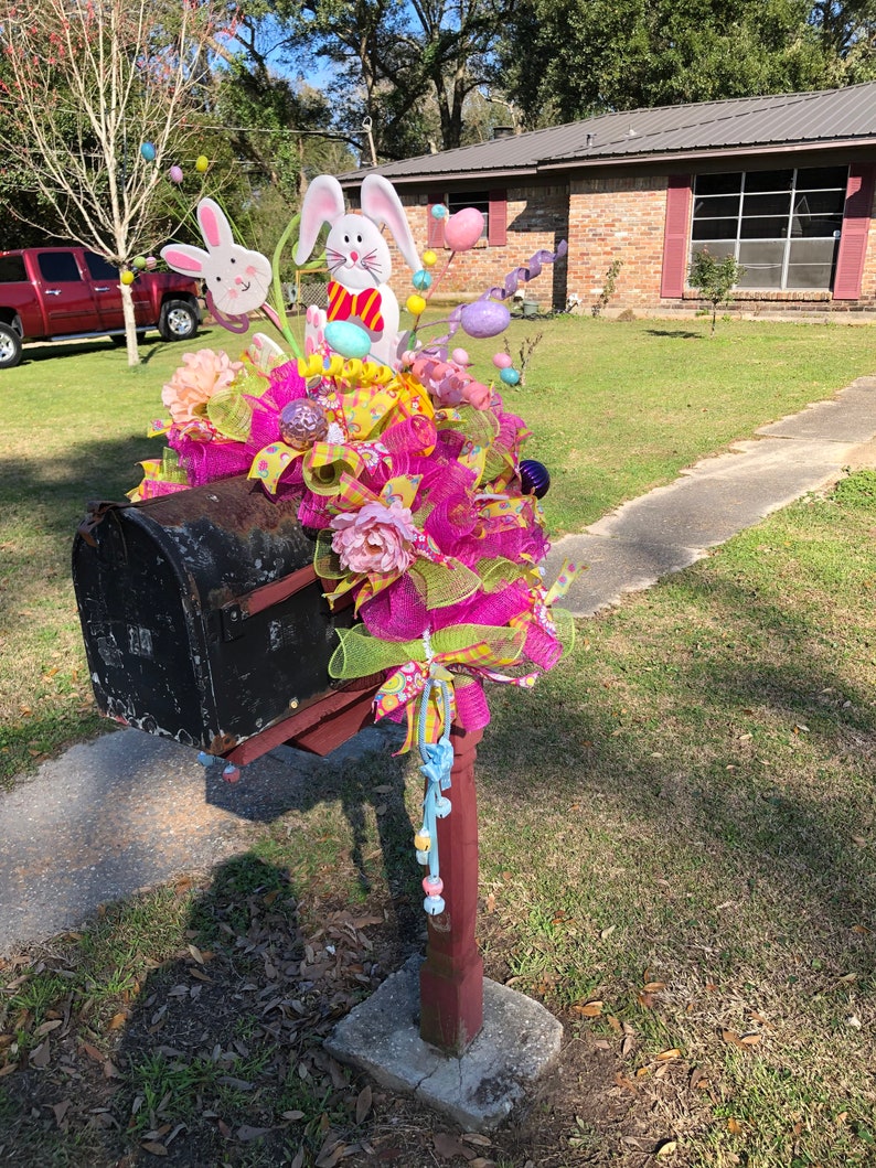 Large Easter Mailbox Topper Easter Mailbox Swag Easter Deco Etsy