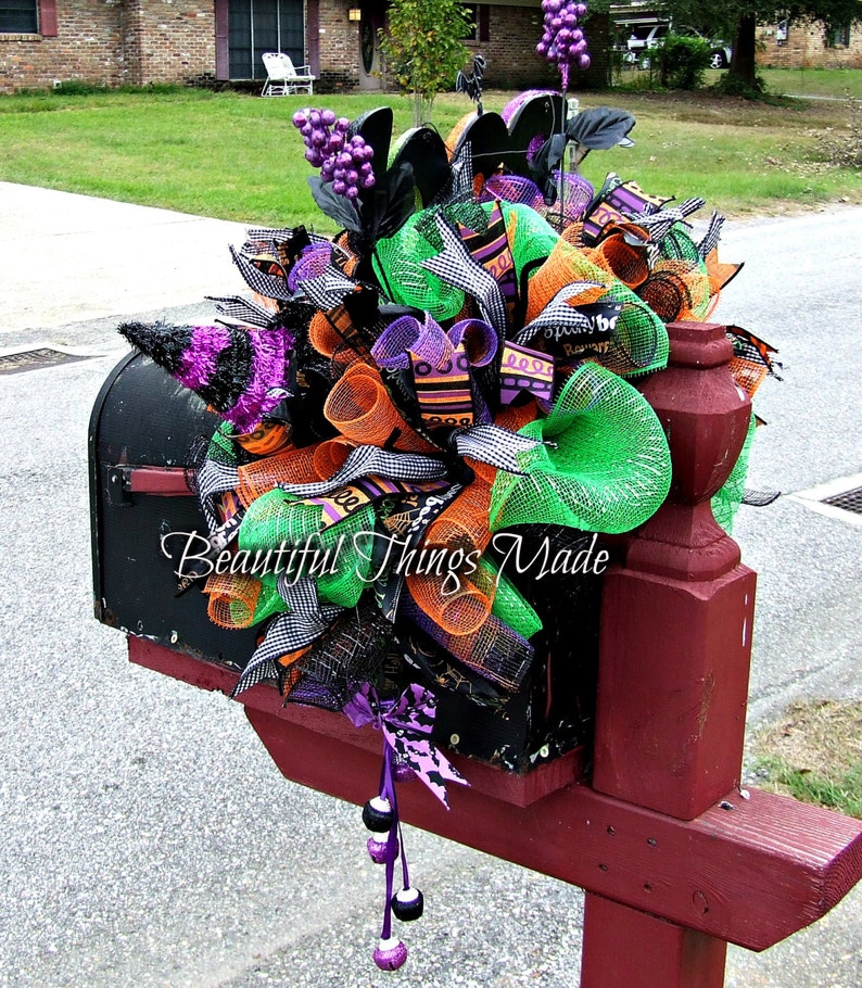 Halloween Mailbox Swag Mailbox topper mailbox decoration Etsy