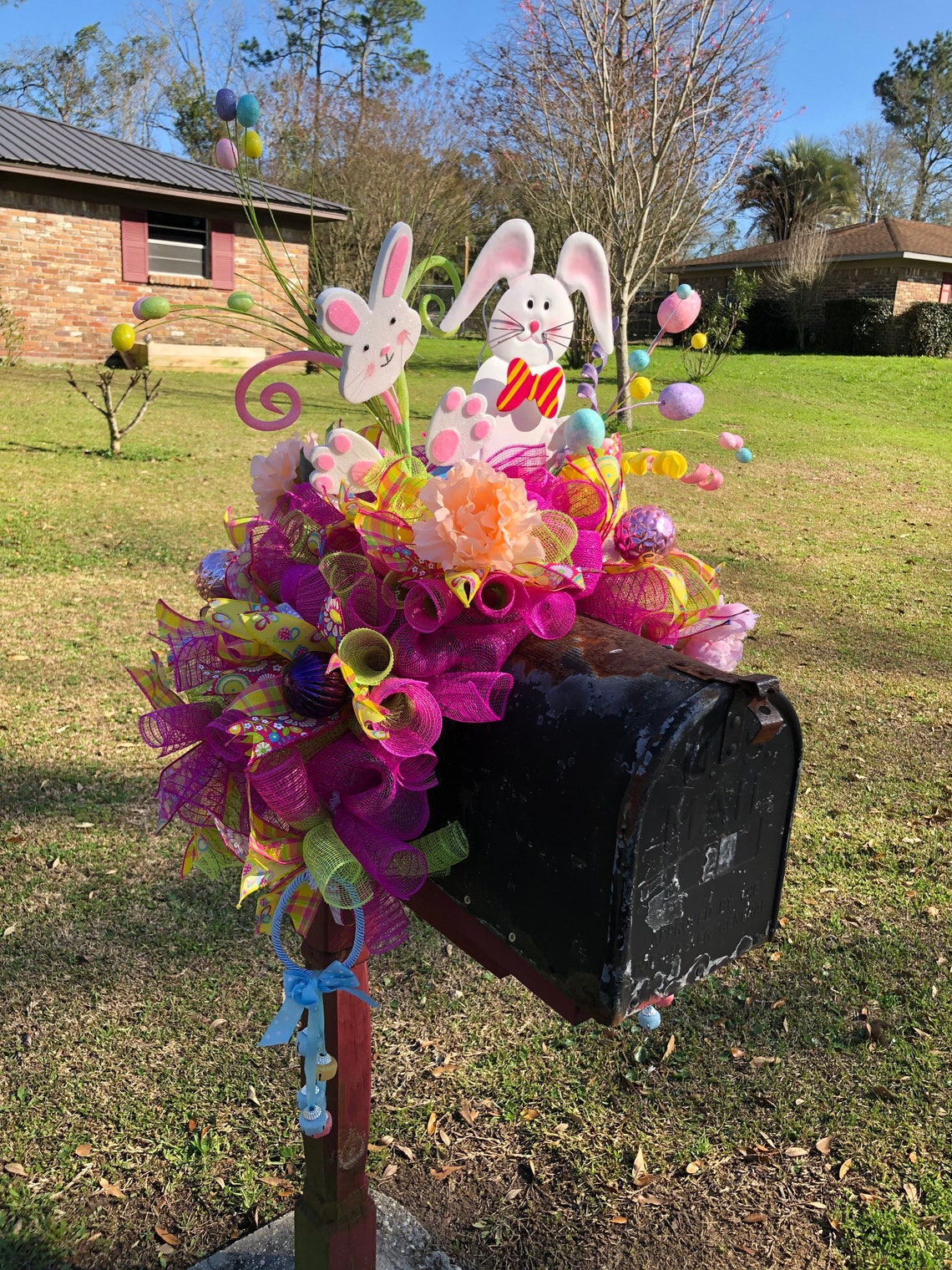 Large Easter mailbox topper Easter mailbox swag Easter deco Etsy