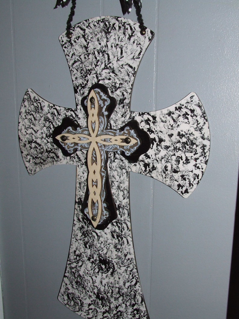 Large Decorative Wall Crosses Wooden and Metal Crosses Etsy