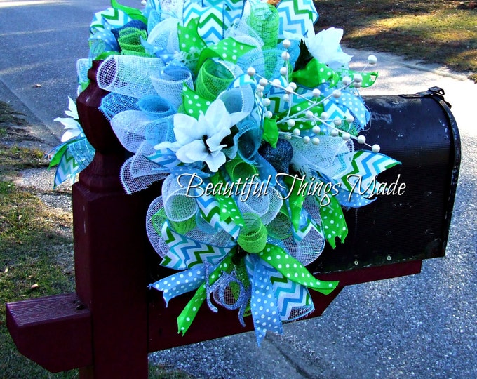 Mailbox Swag, Mailbox Swag, Artificial Mailbox Topper, Deco Mesh