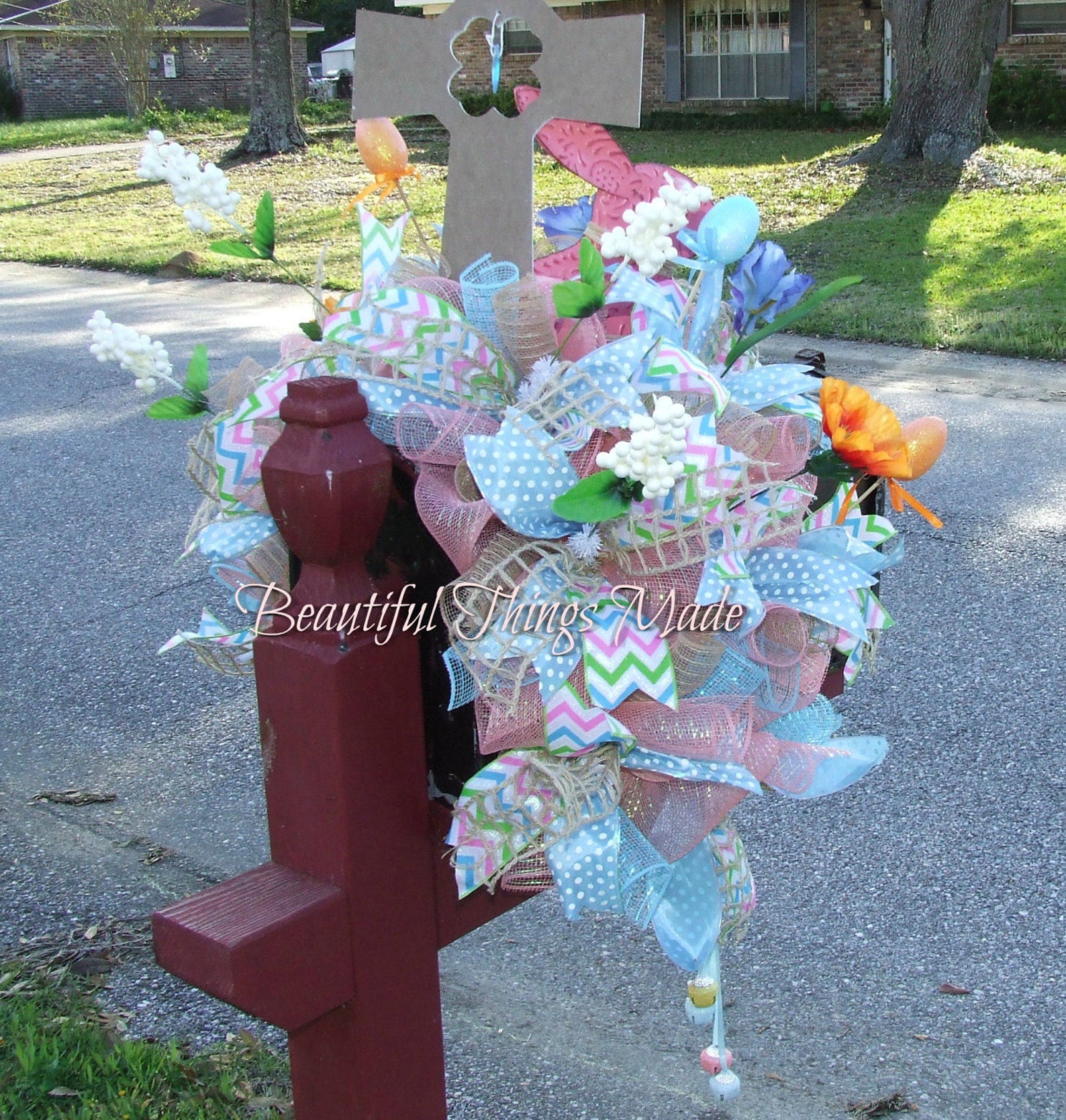 Large Easter mailbox topper Easter mailbox swag Easter Etsy