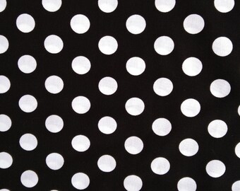 Black White Polka Dot Fabric 100% Cotton Fabric for CUSTOM ORDER or by the YARD - Floral Fabric Polka Dot Fabric Gingham Fabric Mask Fabric