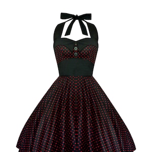 Black Polka Dot Dress Red Polka Dot Vintage Dress Rockabilly Pin Up Dress 50s Retro Dress Gothic Dress Steampunk Swing Party Dress