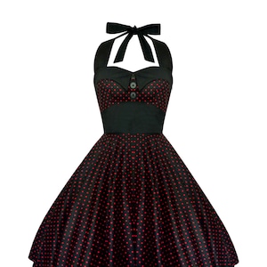 Plus Size Black and Red Polka Dot Dress Vintage Rockabilly Dress Pin Up Dress Retro Dress 50s Dress Gothic Dress Steampunk Swing Party Dress