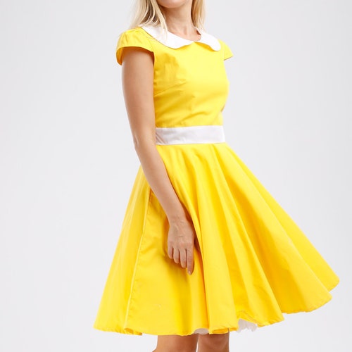 yellow rockabilly dress
