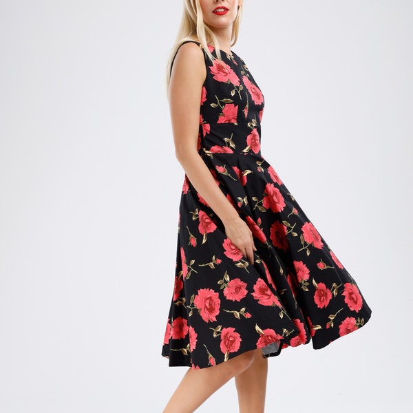 Winter Floral Vintage Dress