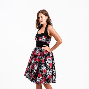 Plus Size Dress Halloween Dress Day Of The Dead Dress Costume Sugar Skull Dress Party Dress Rockabilly Gothic Dress Pin Up Dress Swing Dress