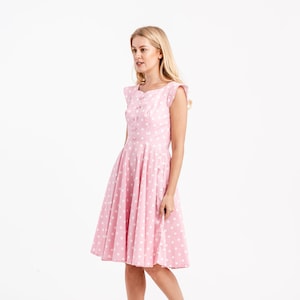 Polka Dot Dress Sweet Pink Dress Pastel Dress Sundress Summer Dress Vintage Dress Pin up Dress 50s Dress Swing Dress Party Dress Retro Dress