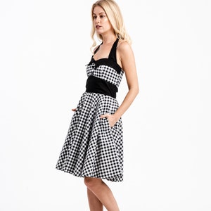 Gingham Dress Plaid Dress Black & White Checker Dress Vintage Dress ...