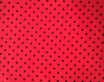 Red Black Polka Dot Fabric 100% Cotton Fabric for CUSTOM ORDER or by the YARD - Floral Fabric Polka Dot Fabric Gingham Fabric Mask Fabric